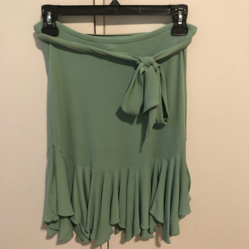 Paul & Joe teal uneven skirt with tie front